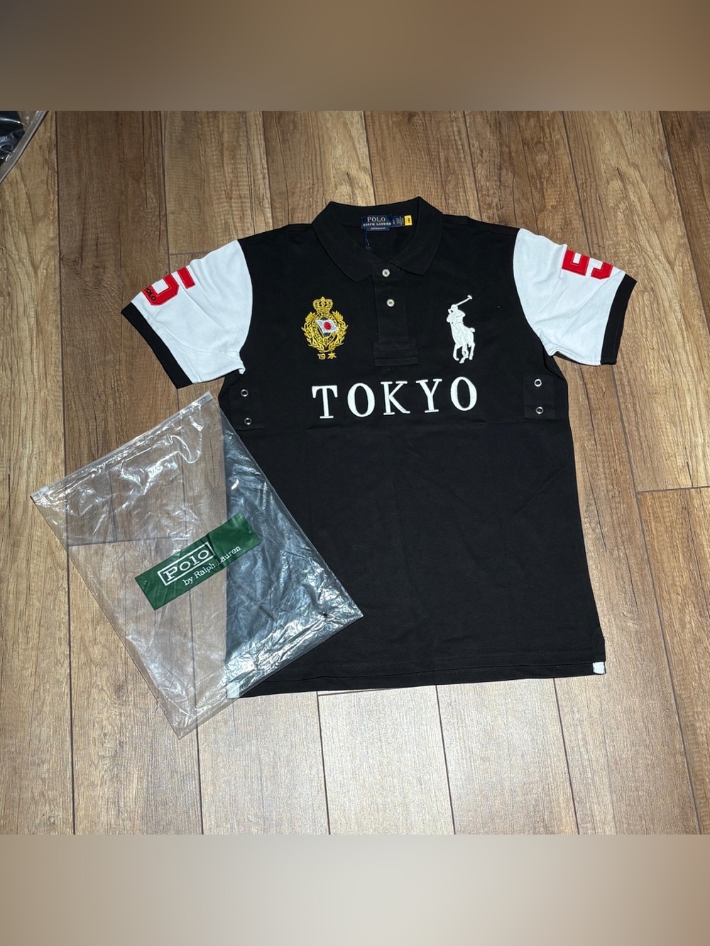 Polo Ralph Lauren Tokyo Black Polo Quarter Button Up Shirt Mens Size S